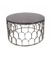Falcon Round Faux Marble Stainless Silver Base Metal Frame Coffee Table